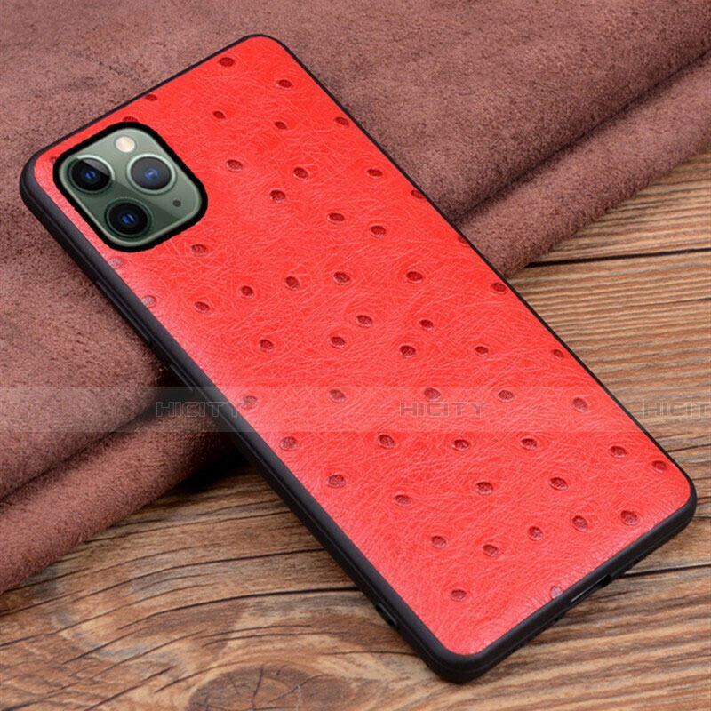 Funda Lujo Cuero Carcasa R12 para Apple iPhone 11 Pro Rojo