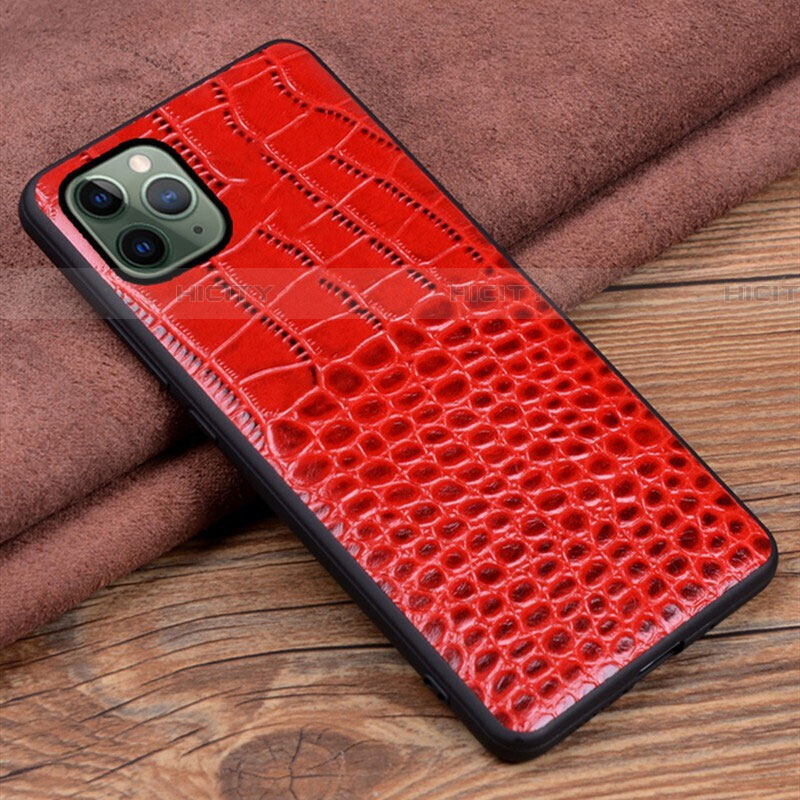 Funda Lujo Cuero Carcasa R14 para Apple iPhone 11 Pro Max Rojo