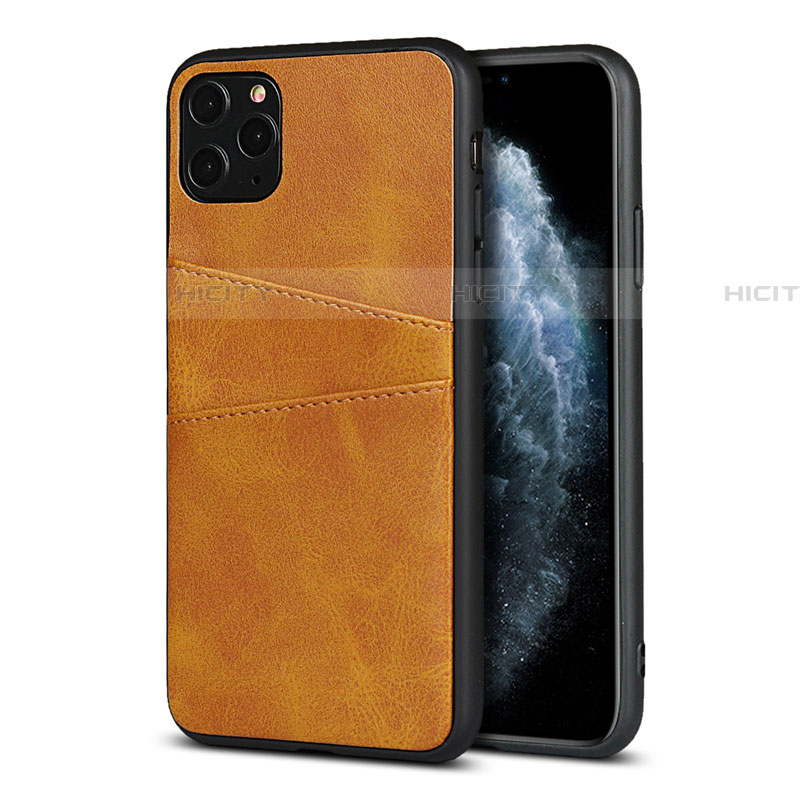 Funda Lujo Cuero Carcasa R15 para Apple iPhone 11 Pro Max Naranja