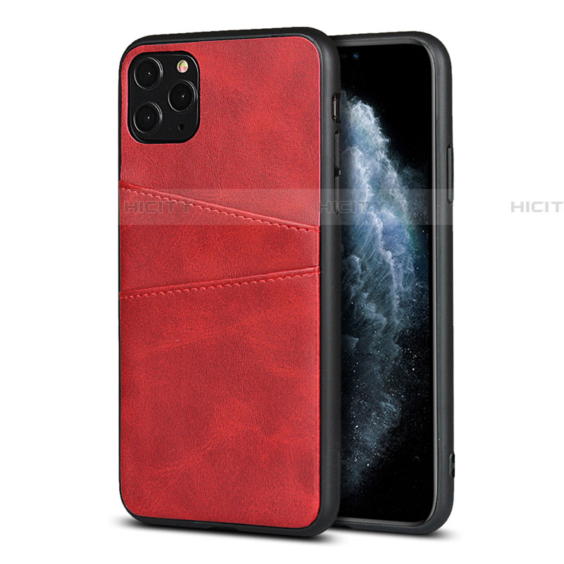 Funda Lujo Cuero Carcasa R15 para Apple iPhone 11 Pro Max Rojo