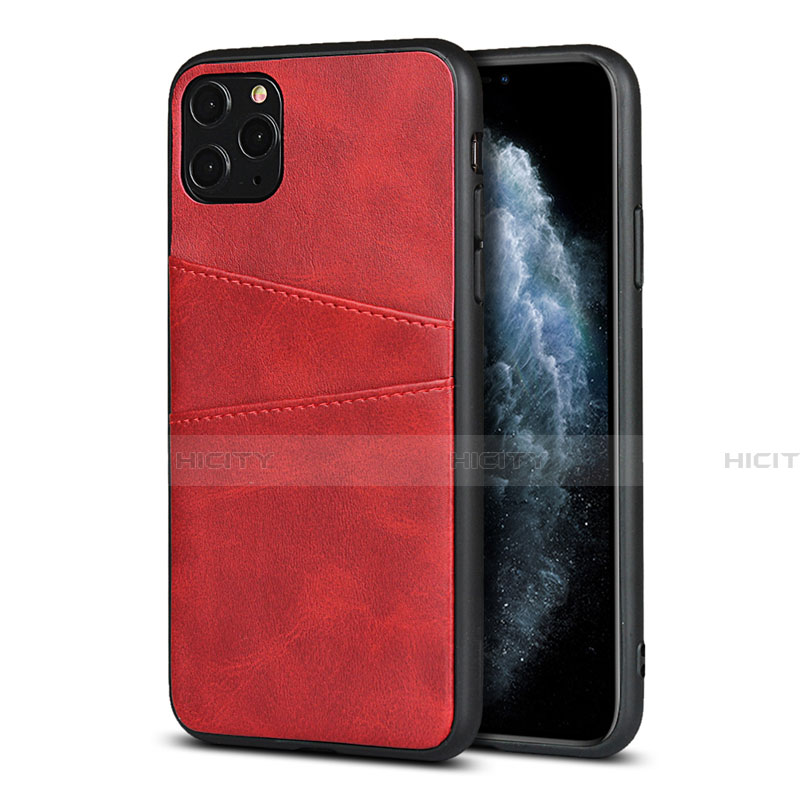 Funda Lujo Cuero Carcasa R15 para Apple iPhone 11 Pro Rojo