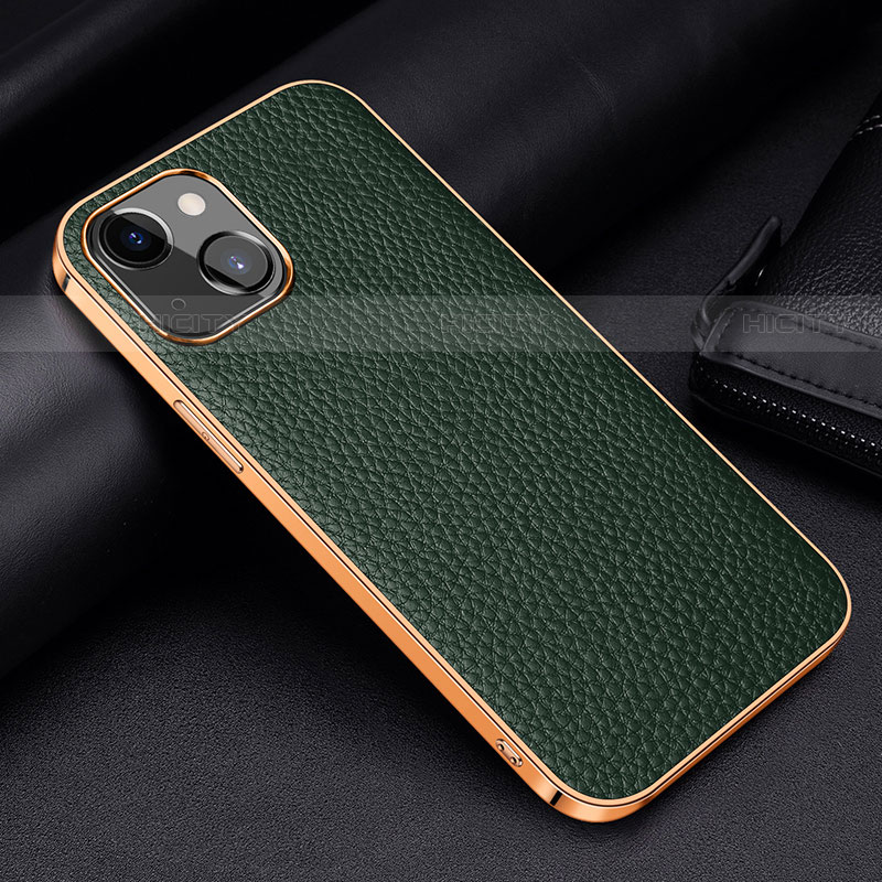 Funda Lujo Cuero Carcasa S01 para Apple iPhone 13 Mini Verde