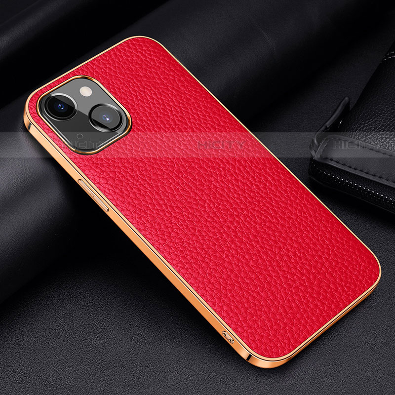 Funda Lujo Cuero Carcasa S01 para Apple iPhone 13 Rojo