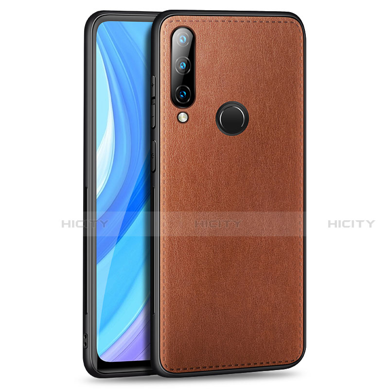 Funda Lujo Cuero Carcasa S01 para Huawei Enjoy 10 Plus Marron