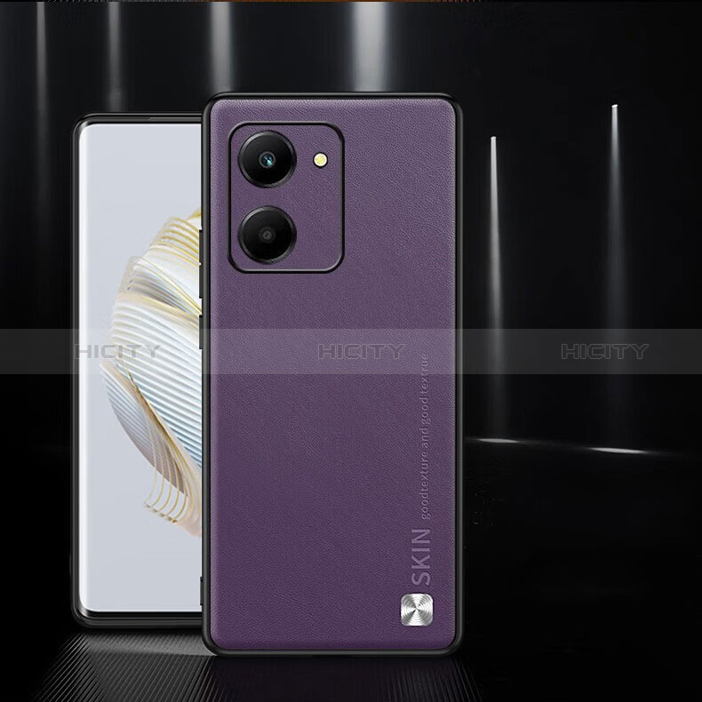 Funda Lujo Cuero Carcasa S01 para Huawei Honor X7a Morado