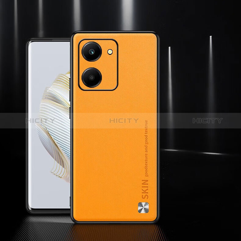 Funda Lujo Cuero Carcasa S01 para Huawei Honor X7a Naranja