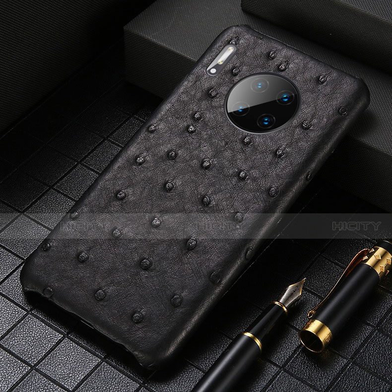 Funda Lujo Cuero Carcasa S01 para Huawei Mate 30 Pro Negro