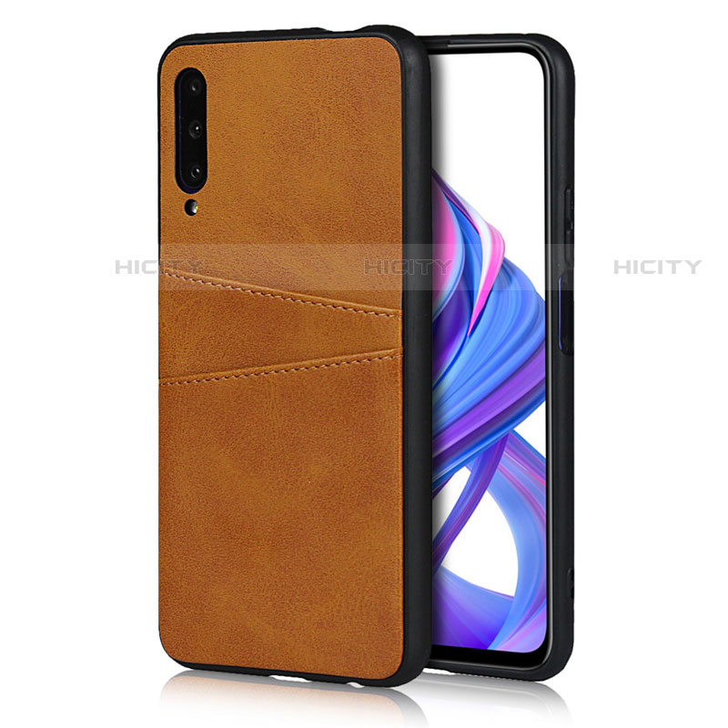 Funda Lujo Cuero Carcasa S01 para Huawei P Smart Pro (2019) Naranja