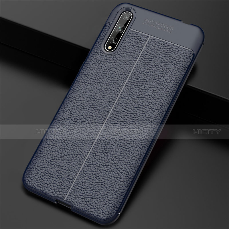 Funda Lujo Cuero Carcasa S01 para Huawei Y8p Azul