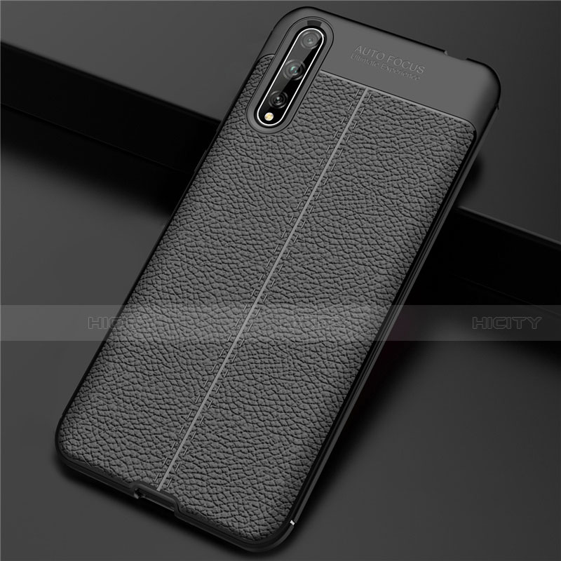 Funda Lujo Cuero Carcasa S01 para Huawei Y8p Negro