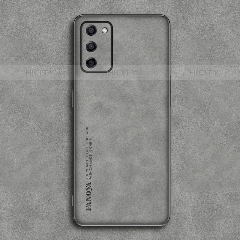 Funda Lujo Cuero Carcasa S01 para Oppo A55 5G Gris