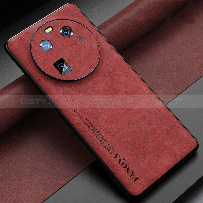 Funda Lujo Cuero Carcasa S01 para Oppo Find X6 Pro 5G Rojo