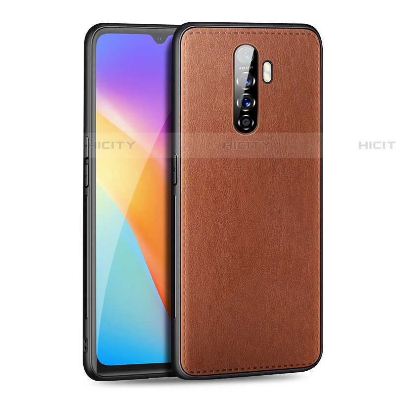 Funda Lujo Cuero Carcasa S01 para Oppo Reno Ace Marron