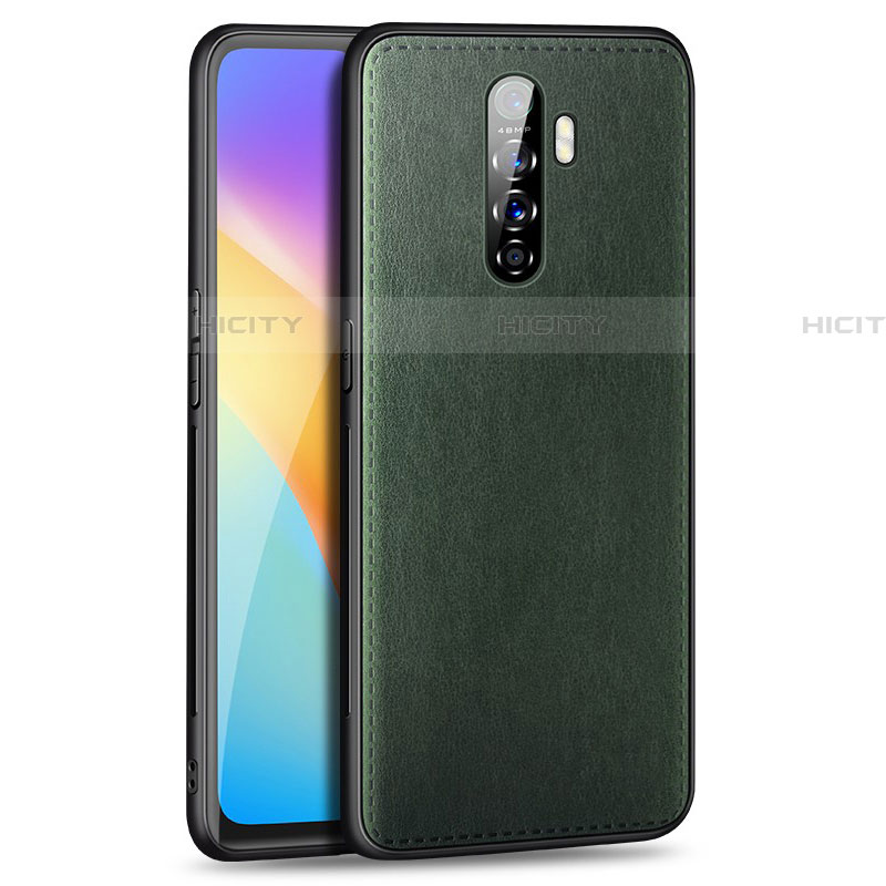 Funda Lujo Cuero Carcasa S01 para Oppo Reno Ace Verde