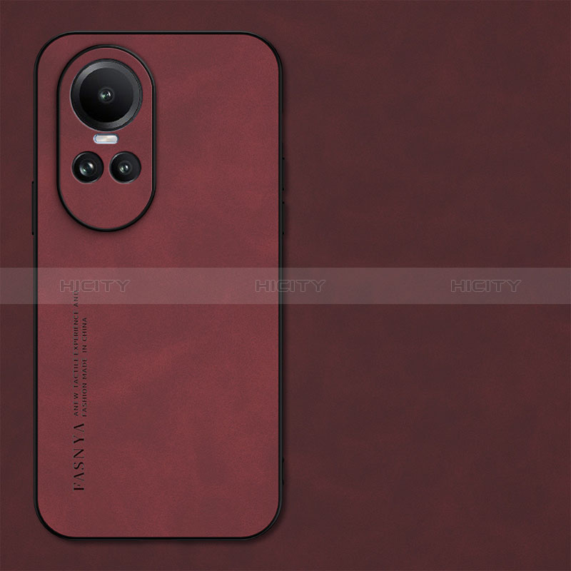 Funda Lujo Cuero Carcasa S01 para Oppo Reno10 5G Rojo