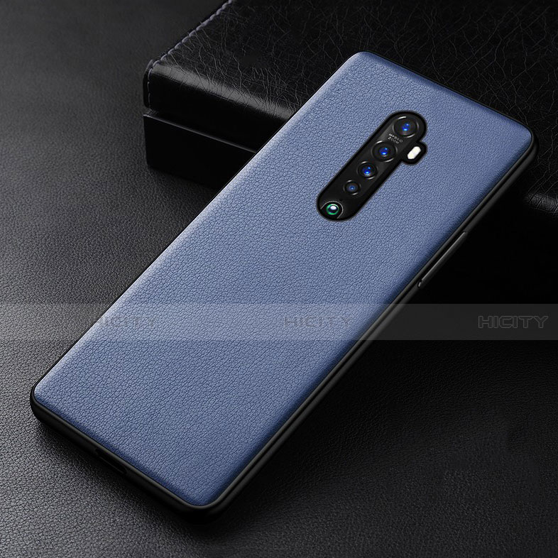 Funda Lujo Cuero Carcasa S01 para Oppo Reno2 Azul