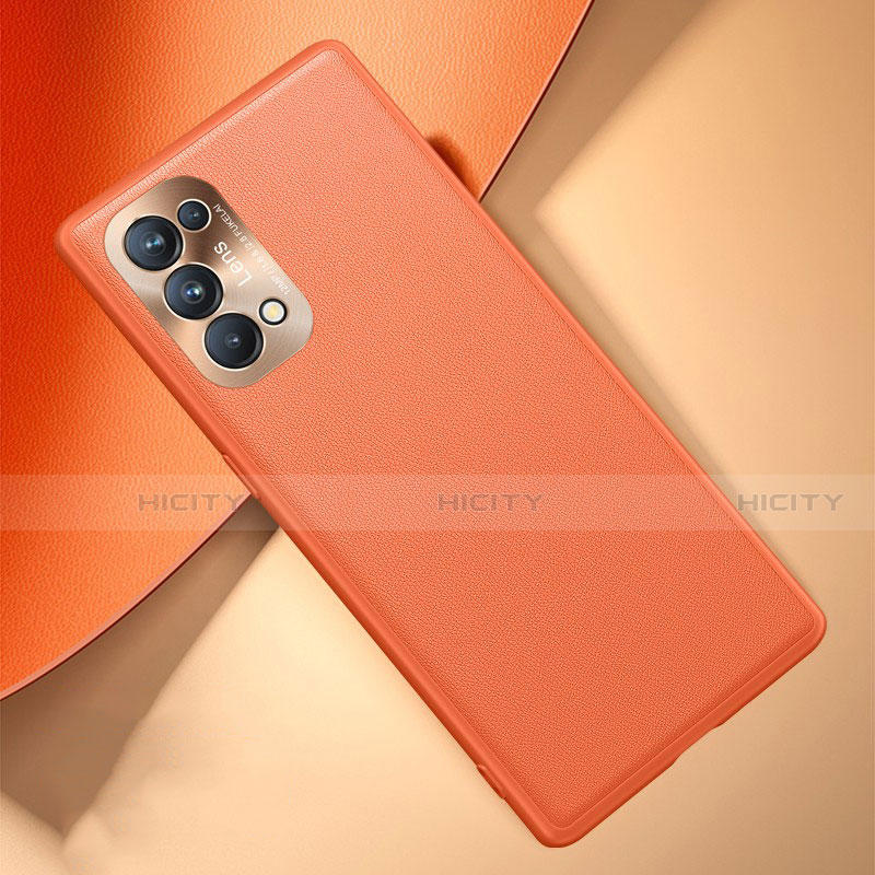 Funda Lujo Cuero Carcasa S01 para Oppo Reno5 5G Naranja