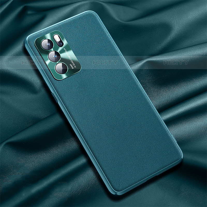 Funda Lujo Cuero Carcasa S01 para Oppo Reno6 Pro 5G India Verde