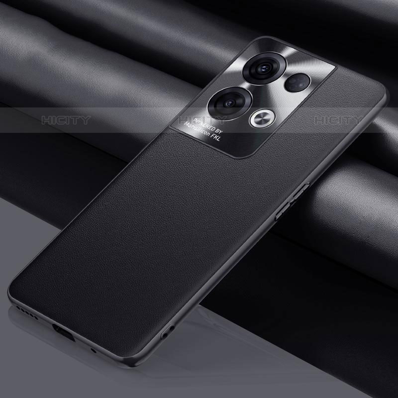 Funda Lujo Cuero Carcasa S01 para Oppo Reno8 Pro 5G Negro