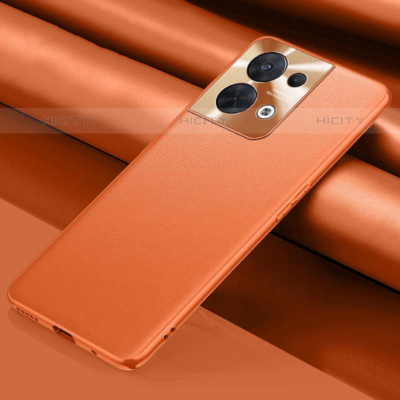 Funda Lujo Cuero Carcasa S01 para Oppo Reno9 5G Naranja