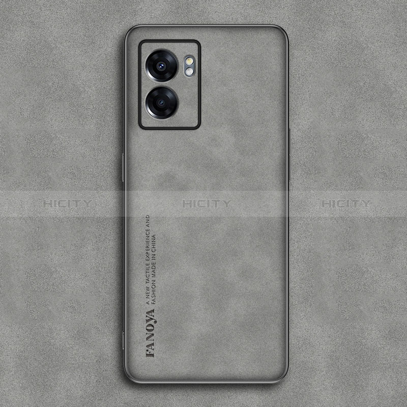 Funda Lujo Cuero Carcasa S01 para Realme Narzo 50 5G Gris