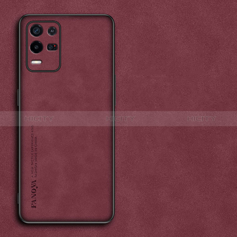 Funda Lujo Cuero Carcasa S01 para Realme Q3i 5G Rojo