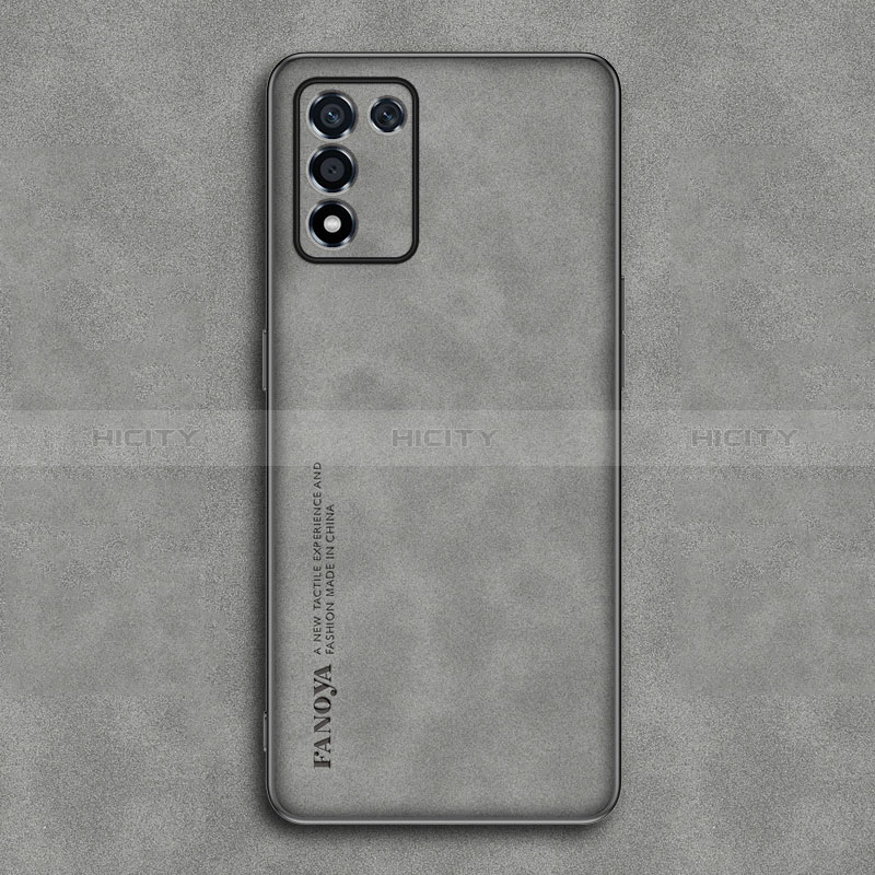 Funda Lujo Cuero Carcasa S01 para Realme Q3t 5G Gris