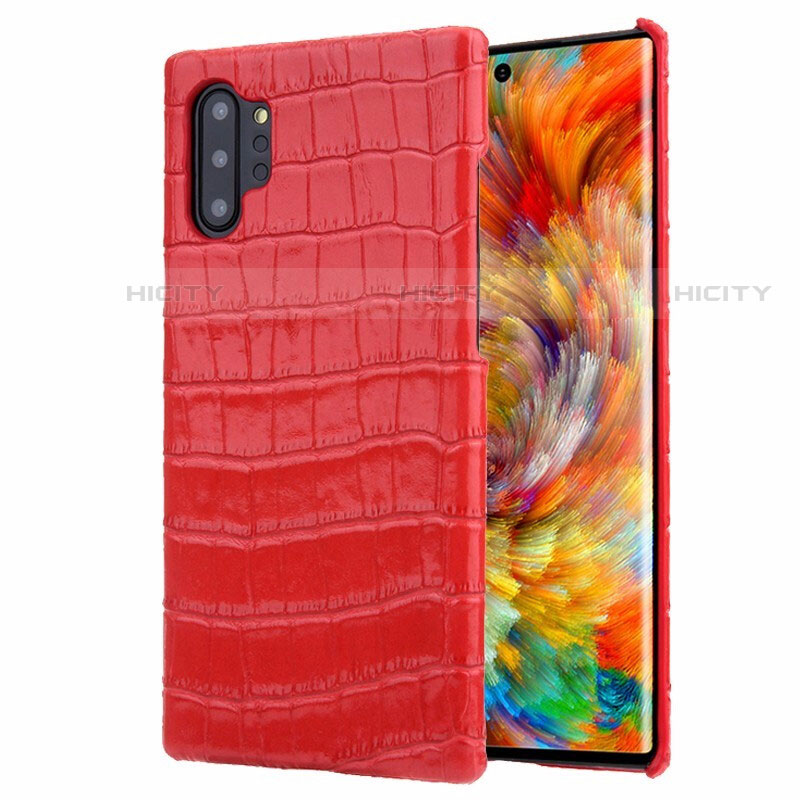 Funda Lujo Cuero Carcasa S01 para Samsung Galaxy Note 10 Plus Rojo