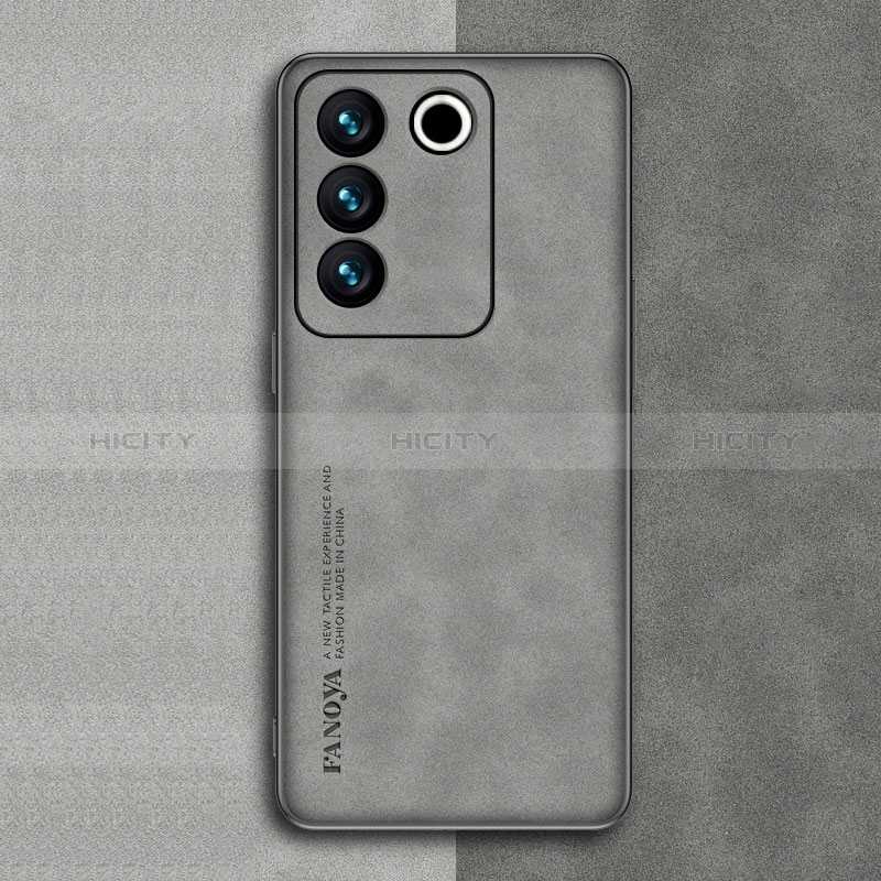 Funda Lujo Cuero Carcasa S01 para Vivo V27 5G Gris