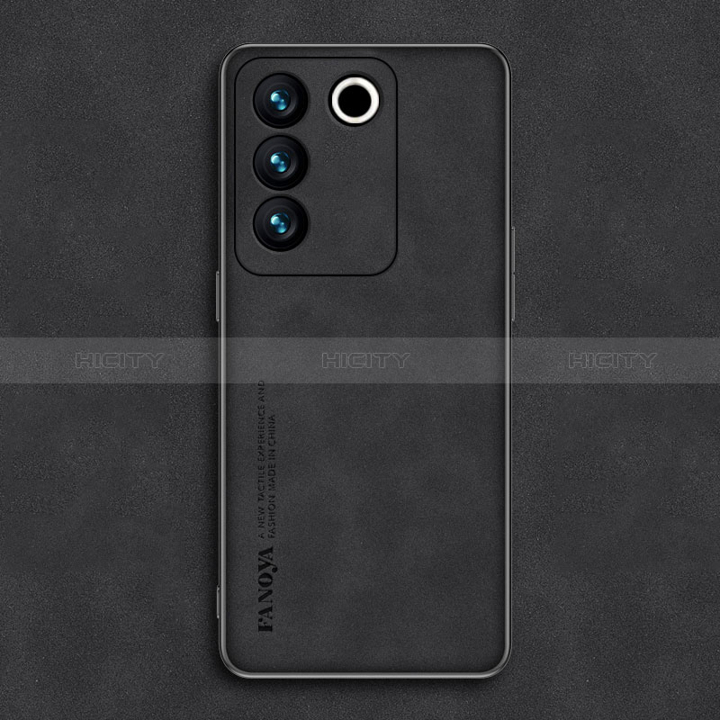 Funda Lujo Cuero Carcasa S01 para Vivo V27 Pro 5G Negro