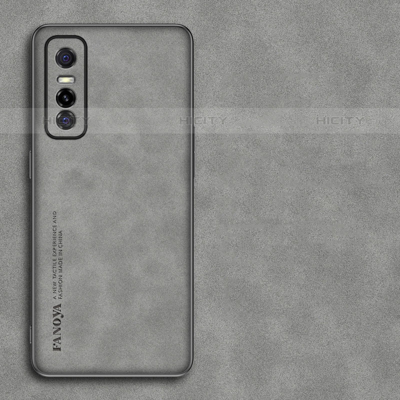 Funda Lujo Cuero Carcasa S01 para Vivo Y73s 5G Gris