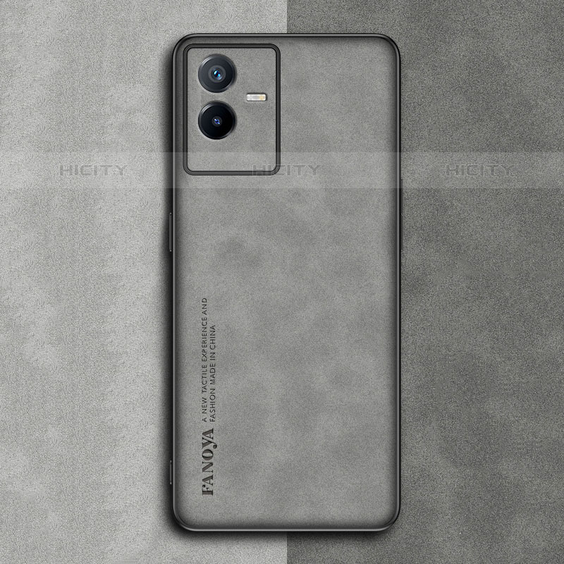 Funda Lujo Cuero Carcasa S01 para Vivo Y73t Gris