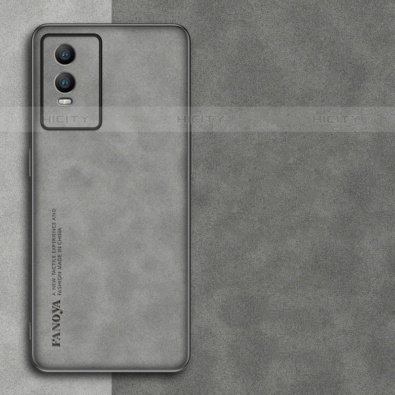 Funda Lujo Cuero Carcasa S01 para Vivo Y74s 5G Gris