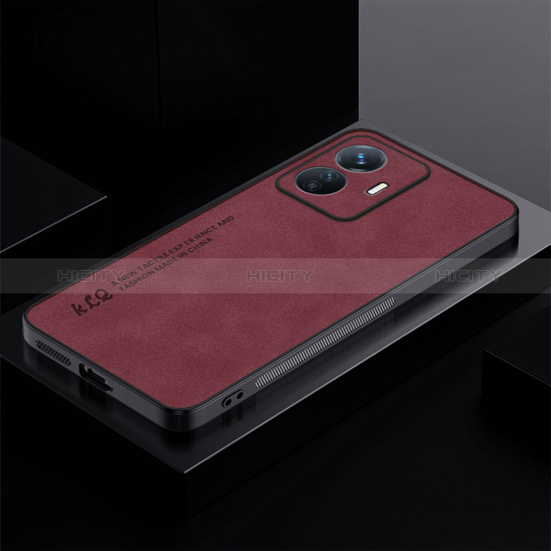 Funda Lujo Cuero Carcasa S01 para Vivo Y77 5G Rojo