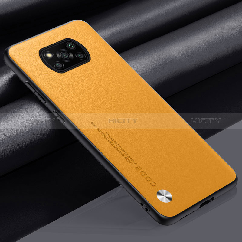 Funda Lujo Cuero Carcasa S01 para Xiaomi Poco X3 Amarillo