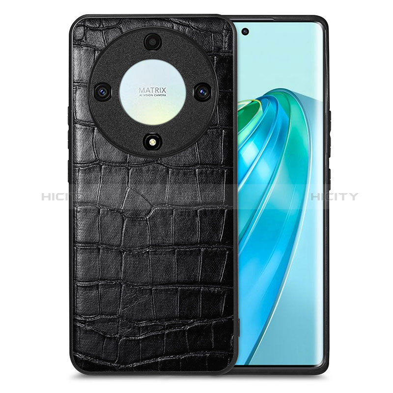 Funda Lujo Cuero Carcasa S01D para Huawei Honor Magic5 Lite 5G Negro