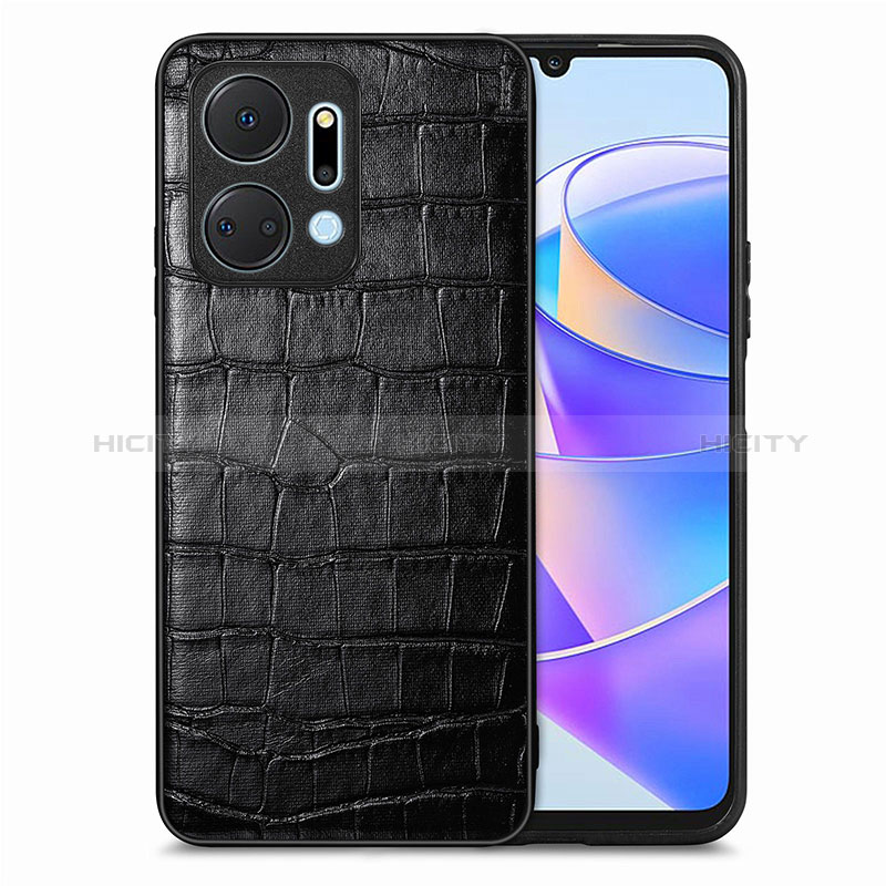 Funda Lujo Cuero Carcasa S01D para Huawei Honor X7a Negro