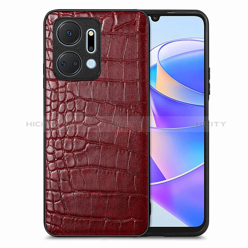 Funda Lujo Cuero Carcasa S01D para Huawei Honor X7a Rojo