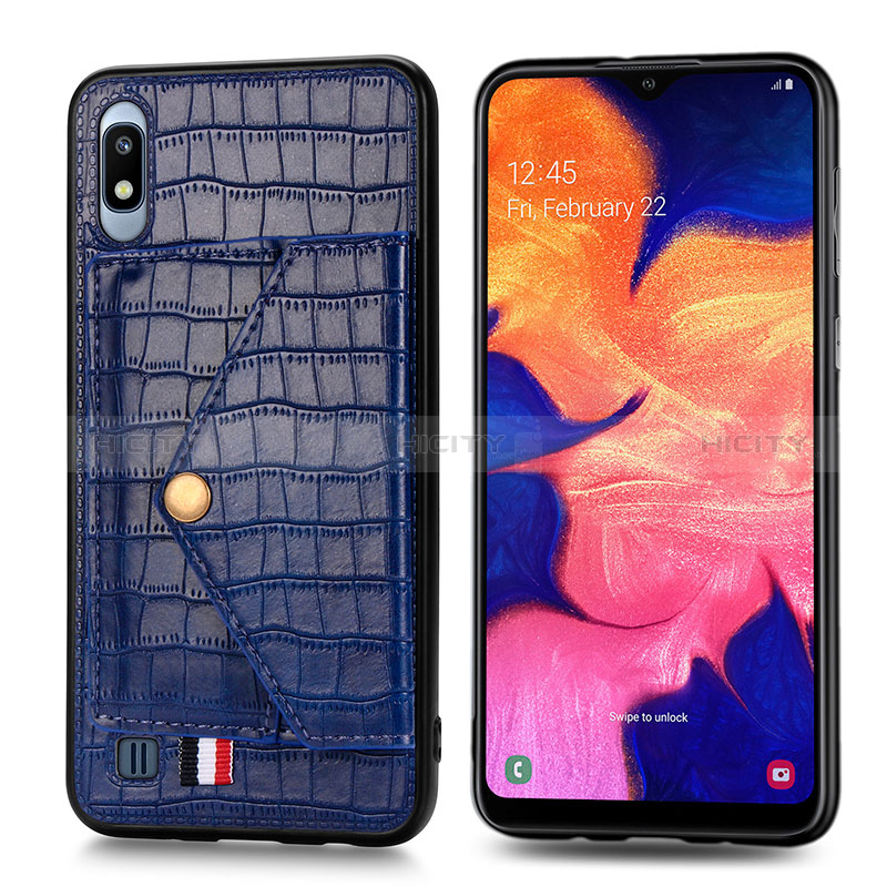 Funda Lujo Cuero Carcasa S01D para Samsung Galaxy A10 Azul