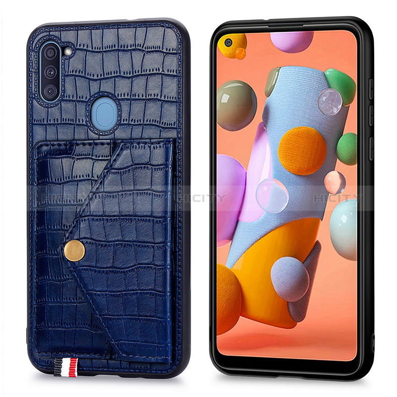 Funda Lujo Cuero Carcasa S01D para Samsung Galaxy A11 Azul