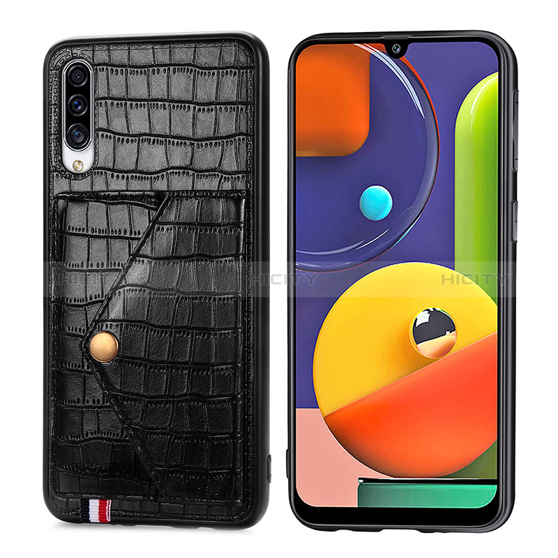 Funda Lujo Cuero Carcasa S01D para Samsung Galaxy A30S Negro