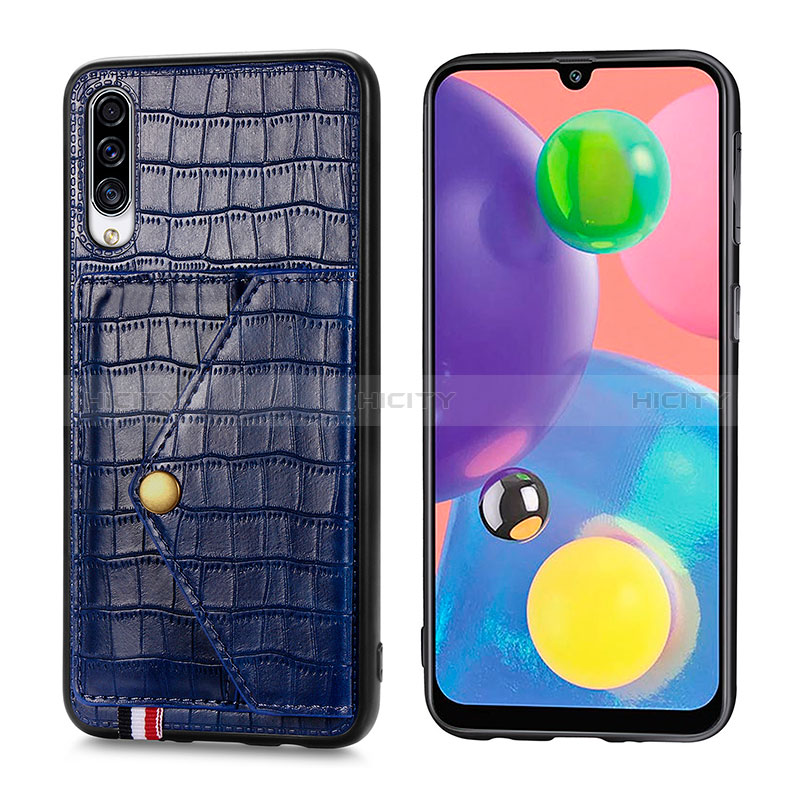 Funda Lujo Cuero Carcasa S01D para Samsung Galaxy A70 Azul