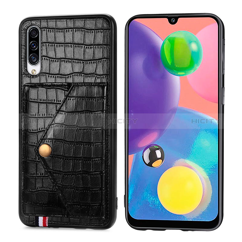 Funda Lujo Cuero Carcasa S01D para Samsung Galaxy A70 Negro