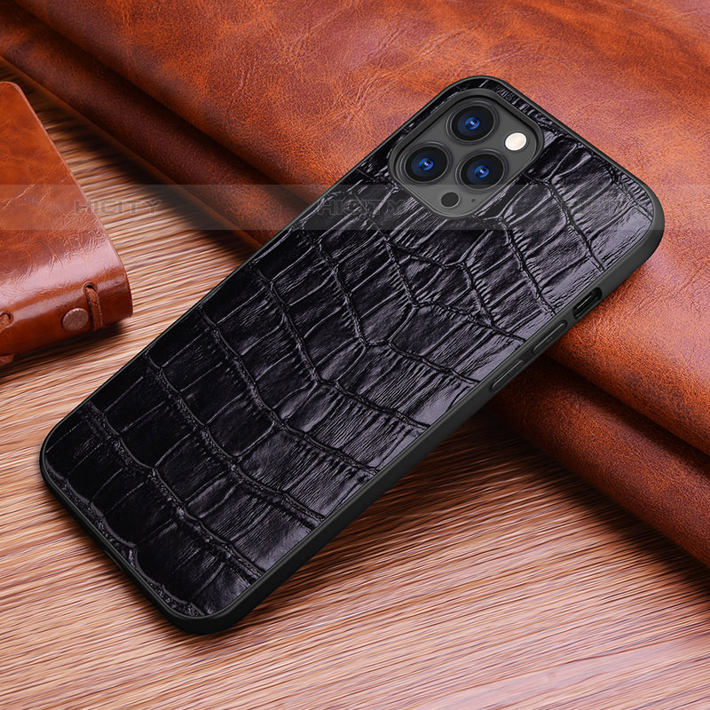 Funda Lujo Cuero Carcasa S02 para Apple iPhone 15 Pro Negro