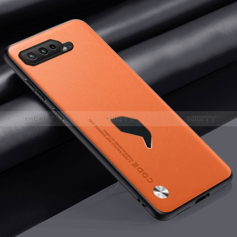 Funda Lujo Cuero Carcasa S02 para Asus ROG Phone 5s Pro Naranja