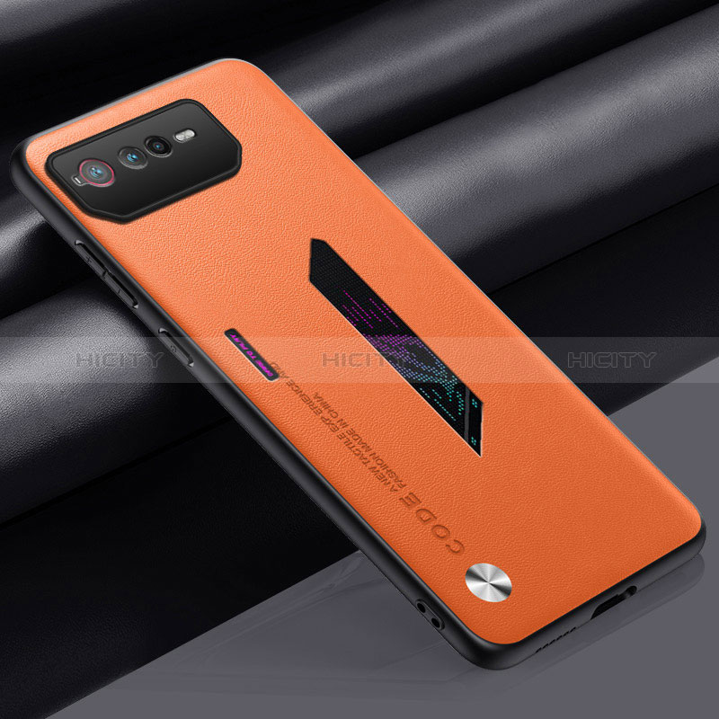 Funda Lujo Cuero Carcasa S02 para Asus ROG Phone 6 Naranja