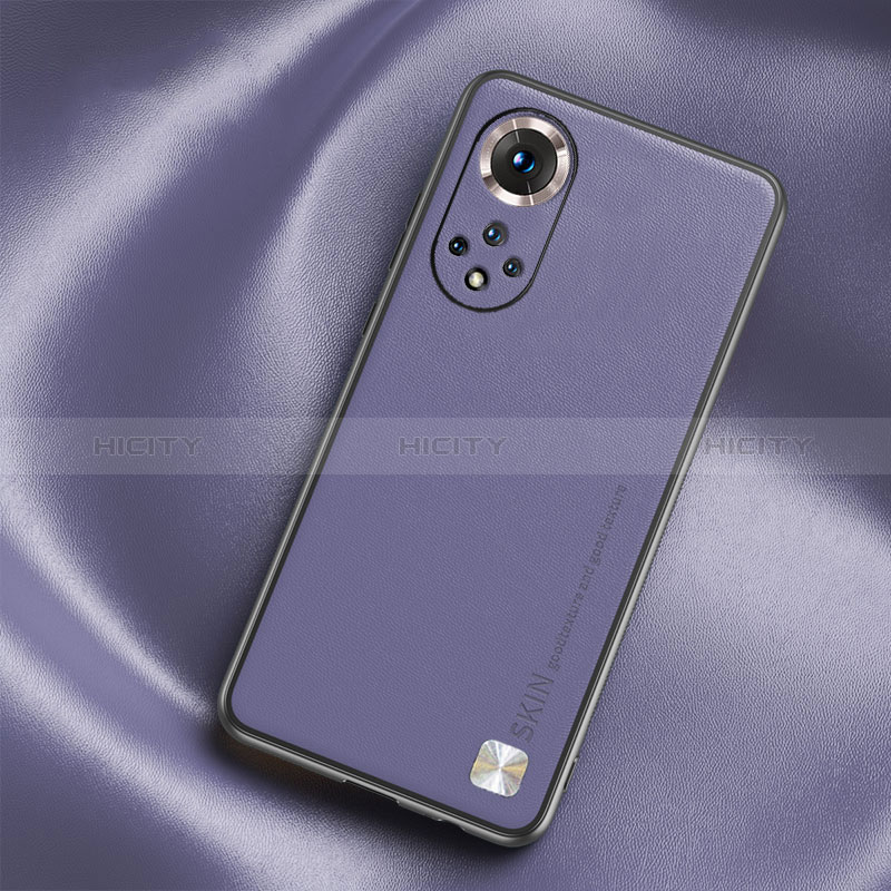 Funda Lujo Cuero Carcasa S02 para Huawei Honor 50 5G Purpura Claro