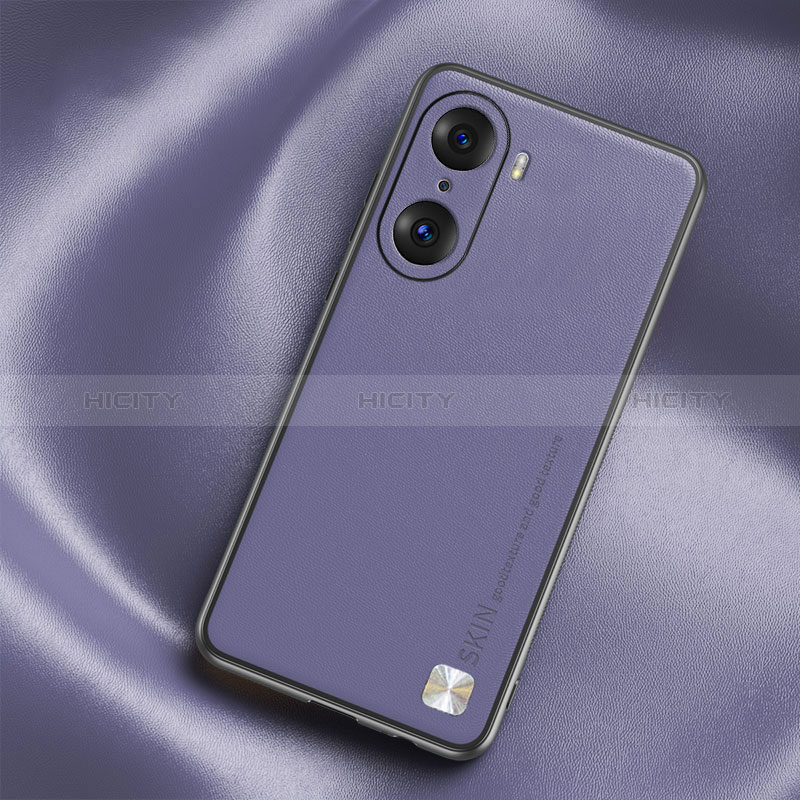 Funda Lujo Cuero Carcasa S02 para Huawei Honor 60 Pro 5G Purpura Claro