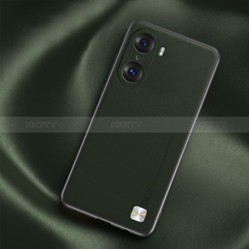 Funda Lujo Cuero Carcasa S02 para Huawei Honor 60 Pro 5G Verde Noche