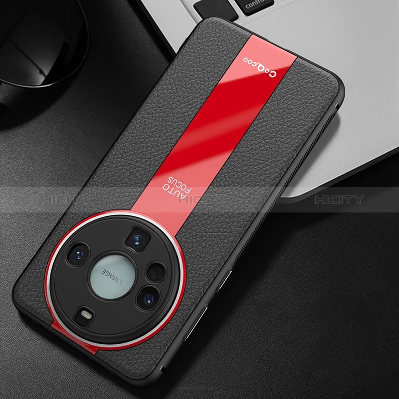 Funda Lujo Cuero Carcasa S02 para Huawei Mate 60 Pro+ Plus Rojo y Negro